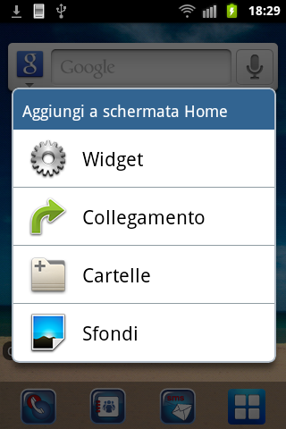 aggiunta widget